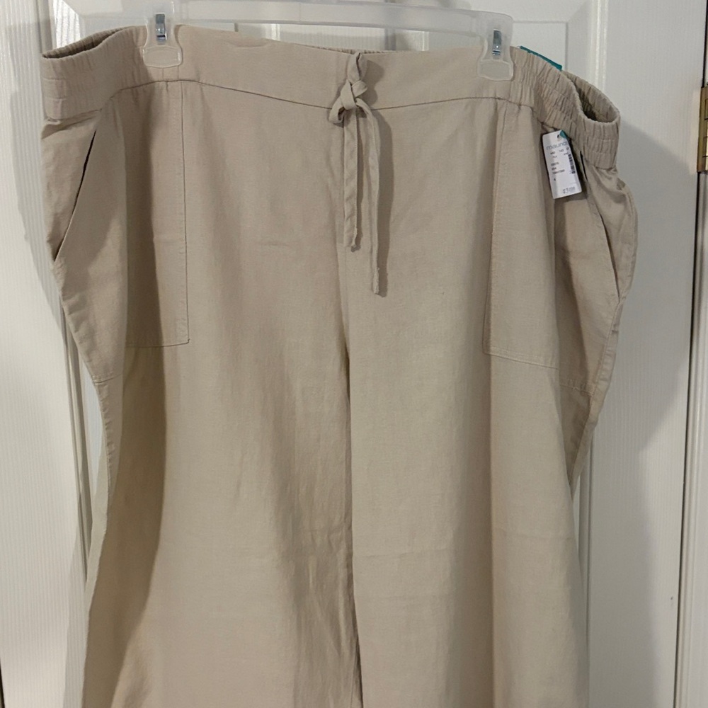 Maurices Tan Wide Leg Linen Pants - Picture 2 of 11